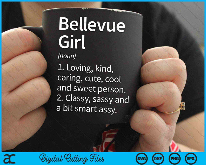 Bellevue Girl WA Washington City Home Roots SVG PNG Digital Cutting Files