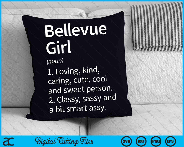 Bellevue Girl WA Washington City Home Roots SVG PNG Archivos de corte digital