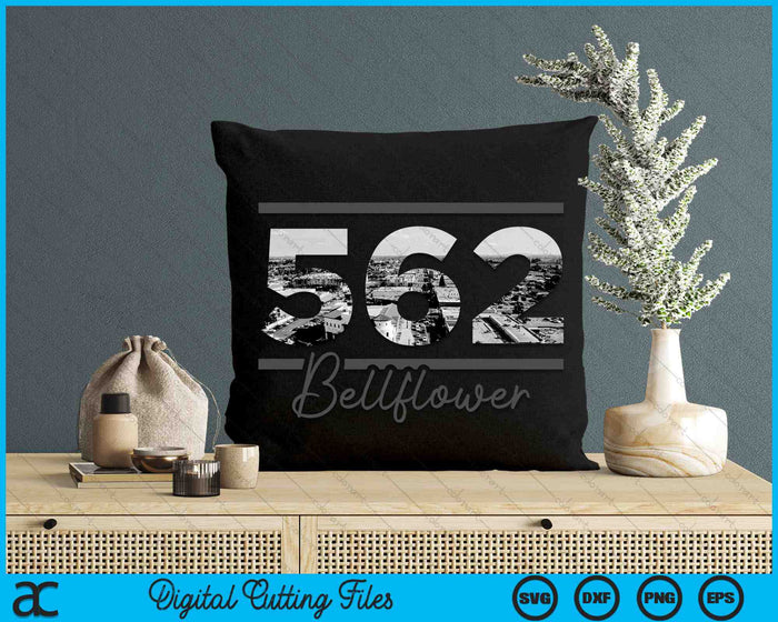 Bellflower 562 Netnummer Skyline Californië Vintage SVG PNG digitale snijbestanden