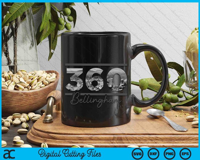 Bellingham 360 Area Code Skyline Washington Vintage SVG PNG Digital Cutting Files