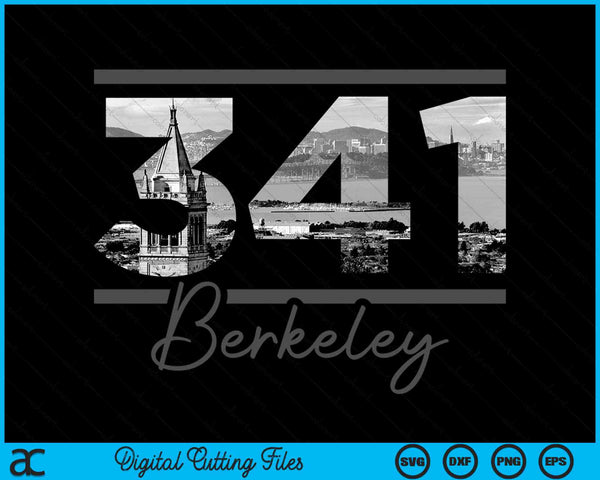 Berkeley 341 Area Code Skyline California Vintage SVG PNG Digital Cutting Files