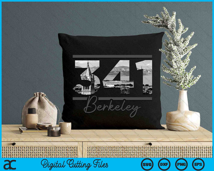 Berkeley 341 Netnummer Skyline Californië Vintage SVG PNG digitale snijbestanden