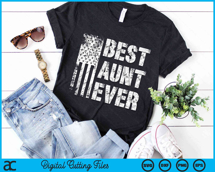 Best Aunt Ever American Flag Vintage Mother's Day SVG PNG Digital Cutting File