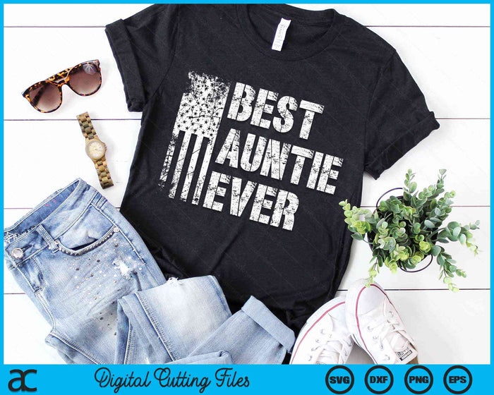 Best Auntie Ever American Flag Vintage Mother's Day SVG PNG Digital Cutting File