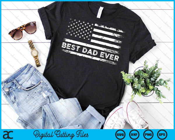 El mejor papá de todos los tiempos con la bandera estadounidense SVG PNG cortando archivos imprimibles - on a t-shirt