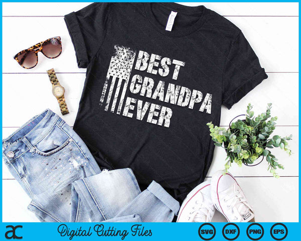 Best Grandpa Ever American Flag Vintage Father's Day SVG PNG Digital Cutting File