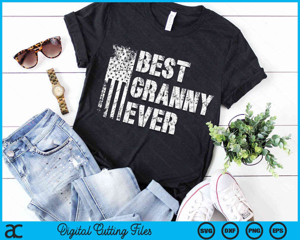 Best Granny Ever American Flag Vintage Mother's Day SVG PNG Digital Cutting File