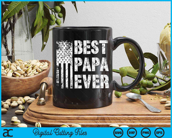 Best Papa Ever American Flag Vintage Father's Day SVG PNG Digital Cutting File