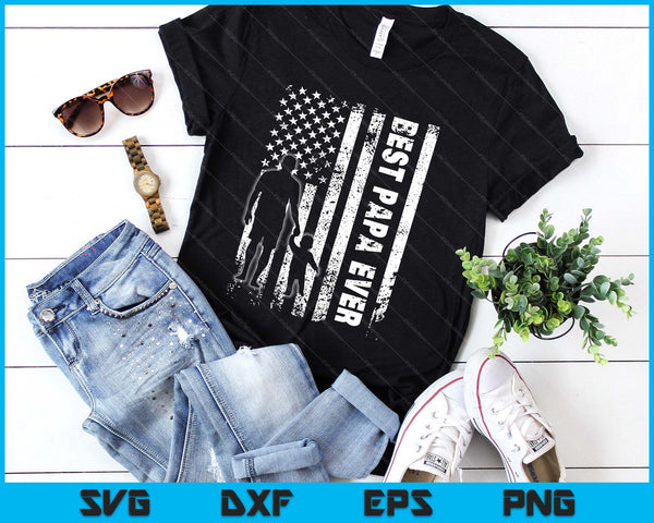 Best Papa Ever Usa Flag Father's Day Grandpa SVG PNG Digital Printable Files