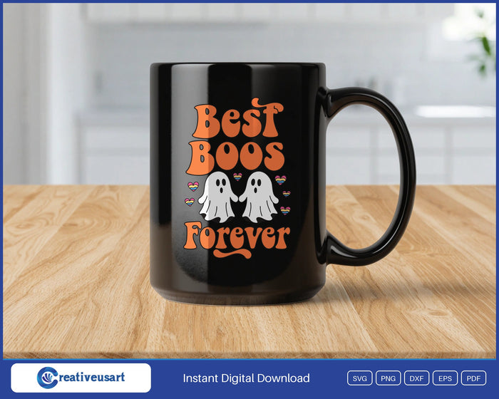 Best Boos Forever pride ghosts Halloween SVG design on a black coffee mug