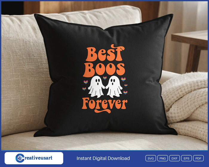 Best Boos Forever pride ghosts Halloween SVG design on a black throw pillow