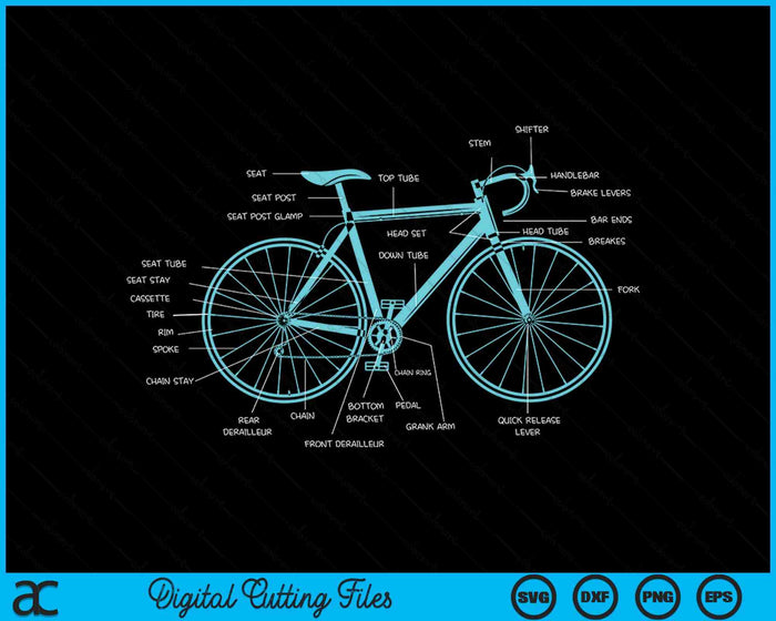 Bicycle Racer Anatomy - Bike Parts Cycling SVG PNG Digital Printable Files