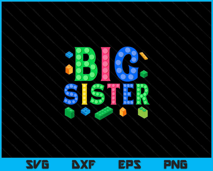 Big Sister Master Builder Construyendo Ladrillos Bloques SVG PNG Archivos de Corte Digital