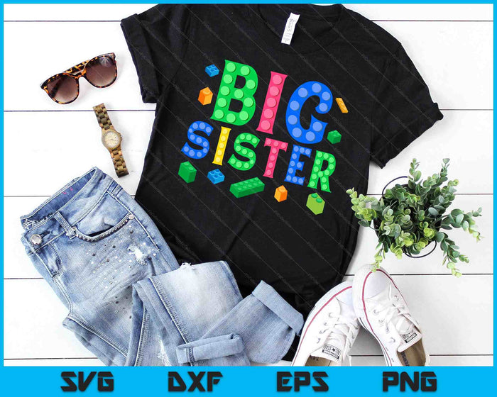 Big Sister Master Builder Construyendo Ladrillos Bloques SVG PNG Archivos de Corte Digital