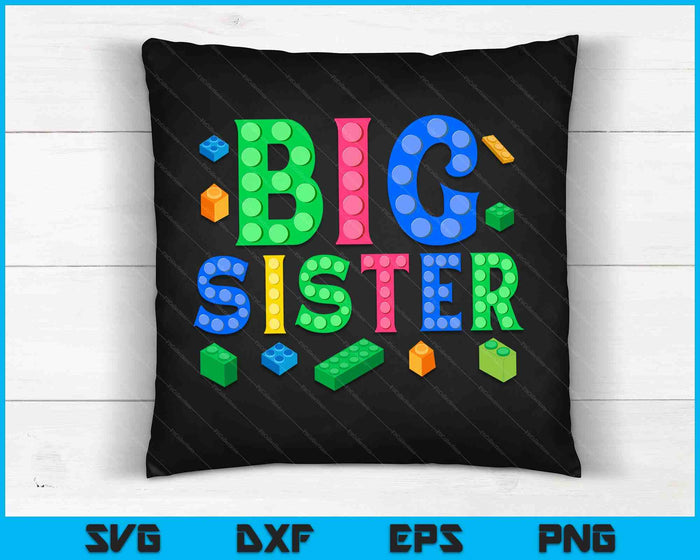 Big Sister Master Builder Construyendo Ladrillos Bloques SVG PNG Archivos de Corte Digital