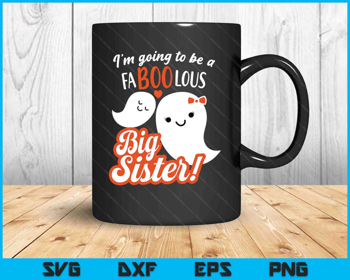 Big Sister Pregnancy Announcement Cute Ghost Girls Halloween SVG PNG Digital Printable Files