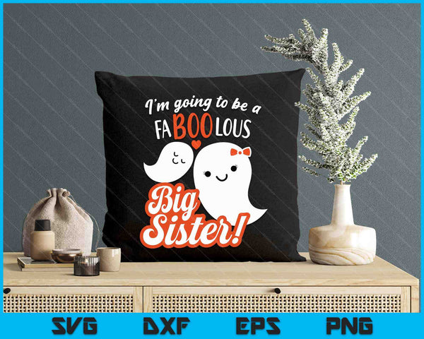 Big Sister Pregnancy Announcement Cute Ghost Girls Halloween SVG PNG Digital Printable Files