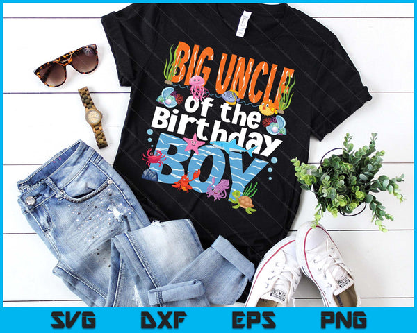 Big Uncle Under Sea Birthday Party Boys Ocean Sea Animals Themed SVG PNG Digital Printable Files