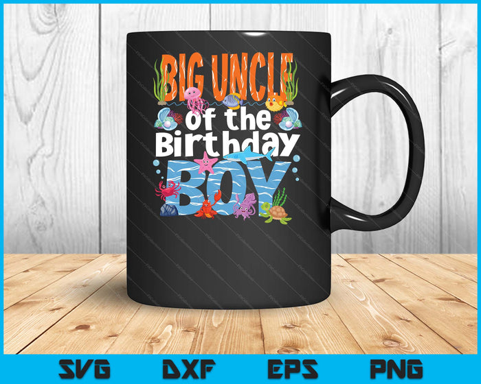 Big Uncle Under Sea Birthday Party Boys Ocean Sea Animals Themed SVG PNG Digital Printable Files