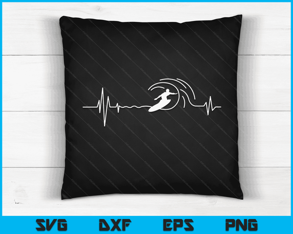 Big Wave Surfing Heartbeat Surfers Beach Lover Surfboard SVG PNG Digital Cutting Files