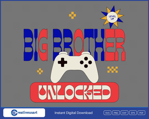 Big Brother Unlocked game controller pregnancy announcement SVG design on a white background