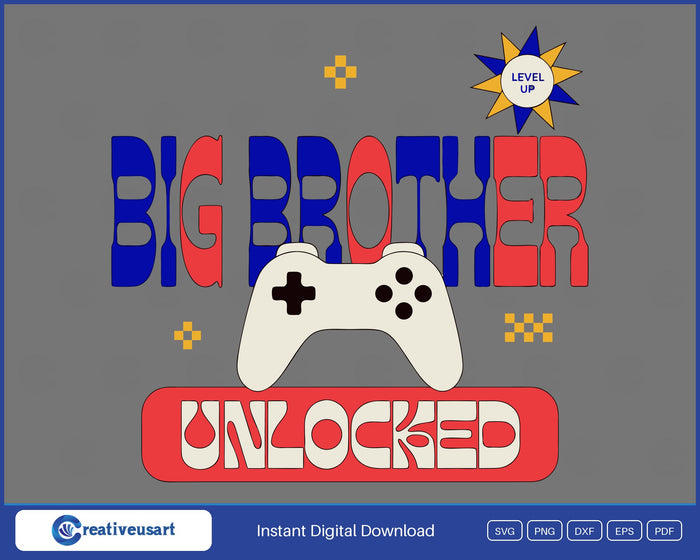 Big Brother Unlocked game controller pregnancy announcement SVG design on a white background
