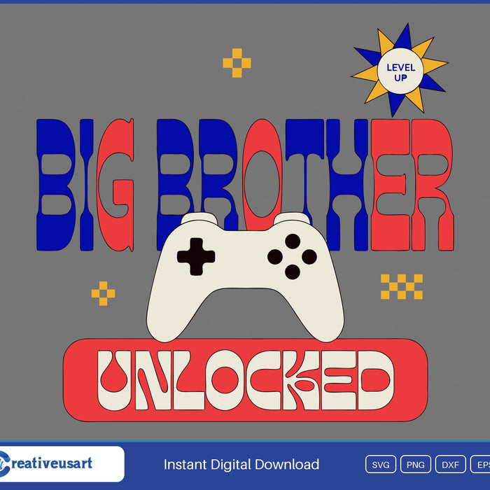 Big Brother Unlocked game controller pregnancy announcement SVG design on a white background