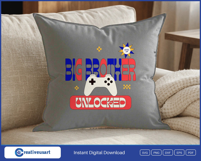 Big Brother Unlocked game controller SVG design on a white throw pillow