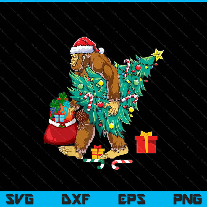 Bigfoot Christmas tree lights Xmas sasquatch lovers SVG cut file