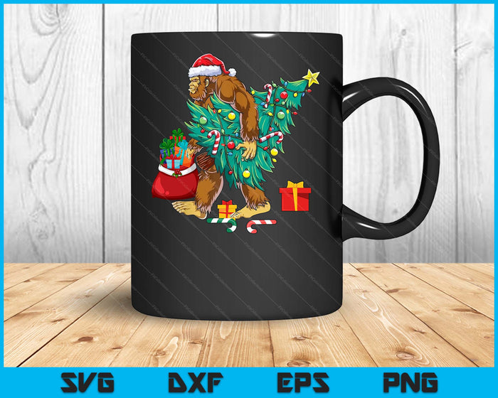 Bigfoot Christmas Tree Lights Xmas Boys Men Sasquatch Lovers SVG PNG Digital Printable Files