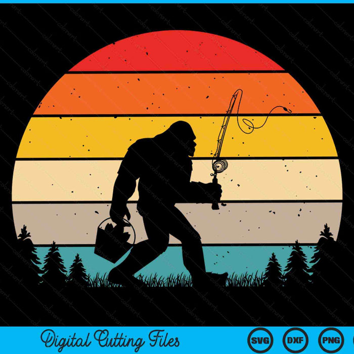 Bigfoot Fishing Retro Sasquatch Dad SVG PNG Digital Cutting Files