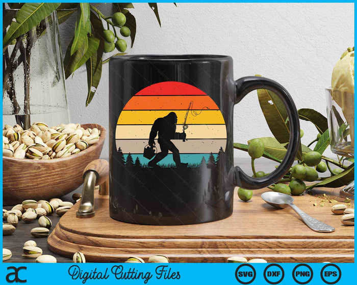 Bigfoot Fishing Retro Sasquatch Dad SVG PNG Digital Cutting Files