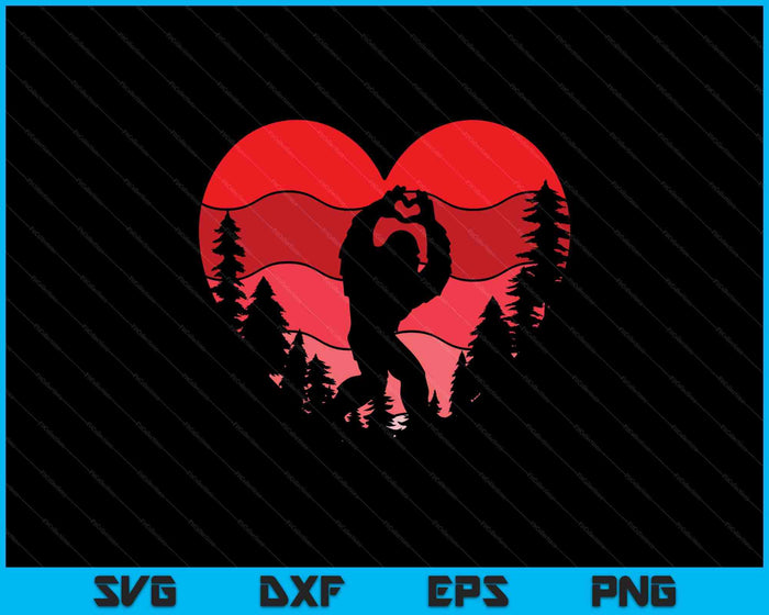 Bigfoot Heart Valentine's Day Boys Girls Kids Love Sasquatch SVG PNG Digital Printable Files