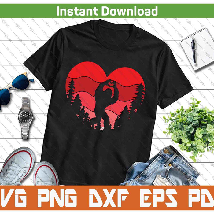 Bigfoot Heart Valentine's Day Love Sasquatch SVG PNG Digital Printable Files