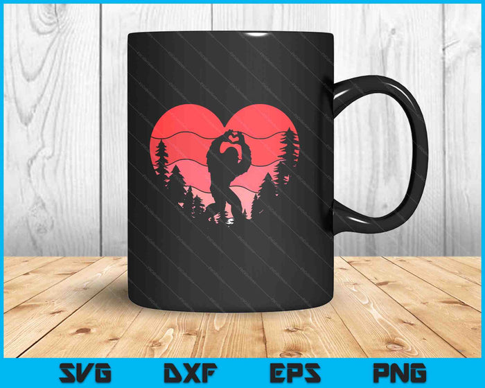 Bigfoot Heart Valentine's Day Boys Girls Kids Love Sasquatch SVG PNG Digital Printable Files