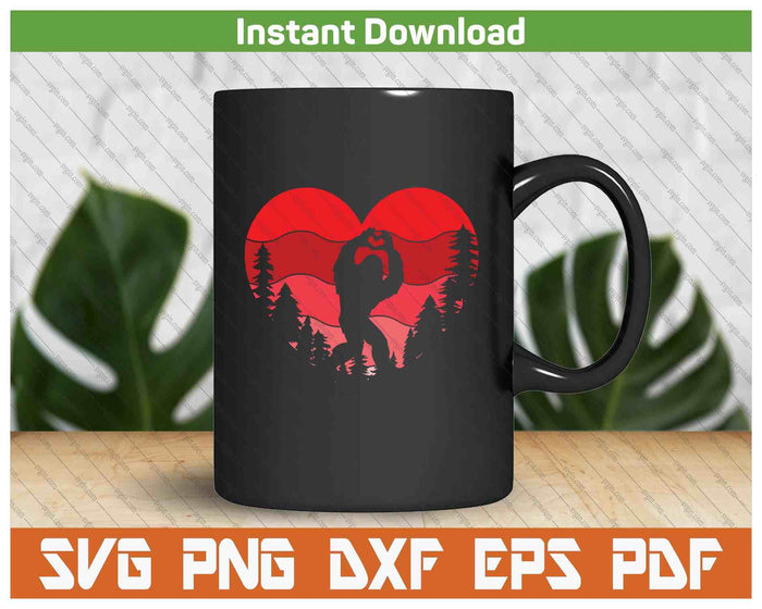 Bigfoot Heart Valentine's Day Love Sasquatch SVG PNG Digital Printable Files