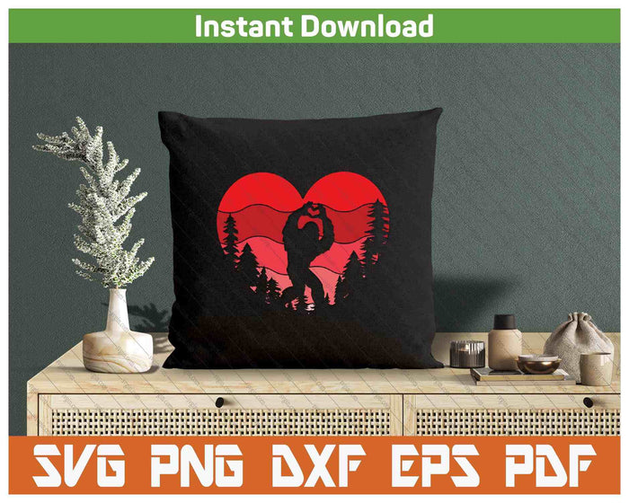 Bigfoot Heart Valentine's Day Love Sasquatch SVG PNG Digital Printable Files