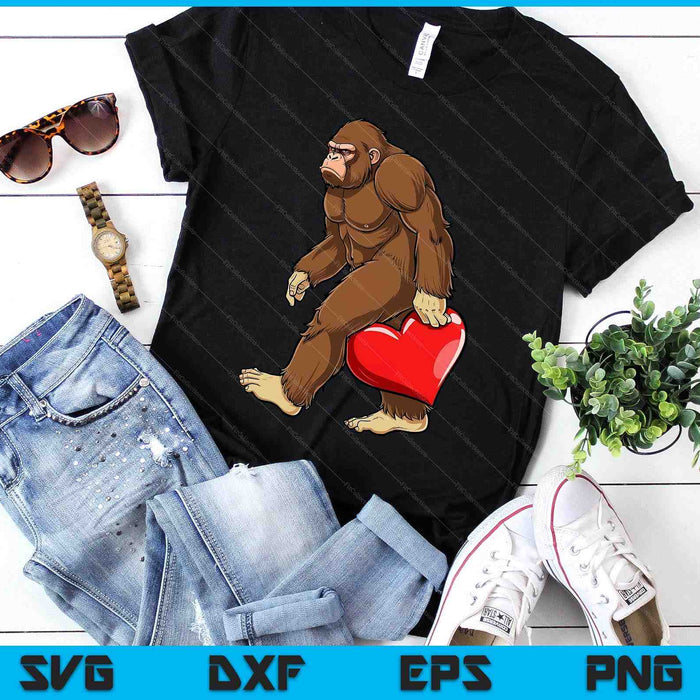 Bigfoot Heart Valentines Day Boys Men Love Sasquatch SVG PNG Digital Printable Files