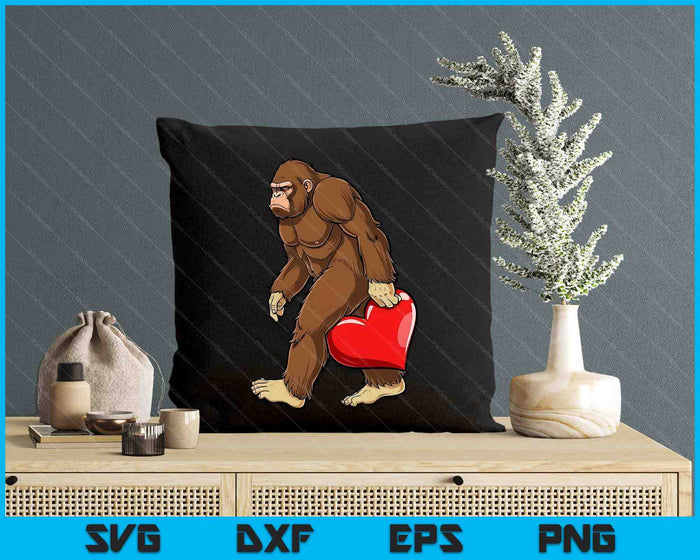 Bigfoot Heart Valentines Day Boys Men Love Sasquatch SVG PNG Digital Printable Files