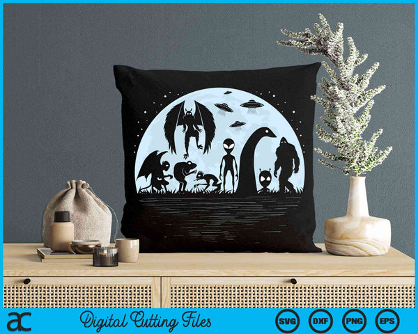Bigfoot Loch Ness Monster Mothman And Aliens! Cryptid SVG PNG Cutting Printable Files
