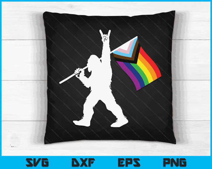 Bigfoot Rock On LGBTQ Progressive New Pride Flag SVG PNG Digital Cutting Files