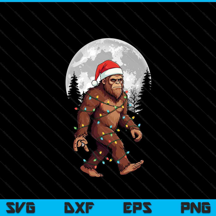 Bigfoot Santa Christmas tree lights Xmas sasquatch SVG cut file