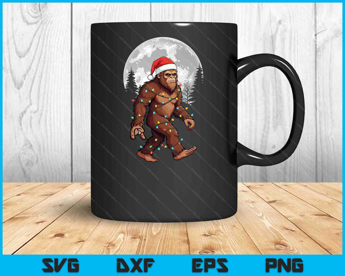 Bigfoot Santa Christmas Tree Lights Funny Xmas Sasquatch SVG PNG Digital Printable Files