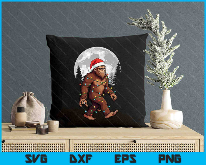 Bigfoot Santa Christmas Tree Lights Funny Xmas Sasquatch SVG PNG Digital Printable Files