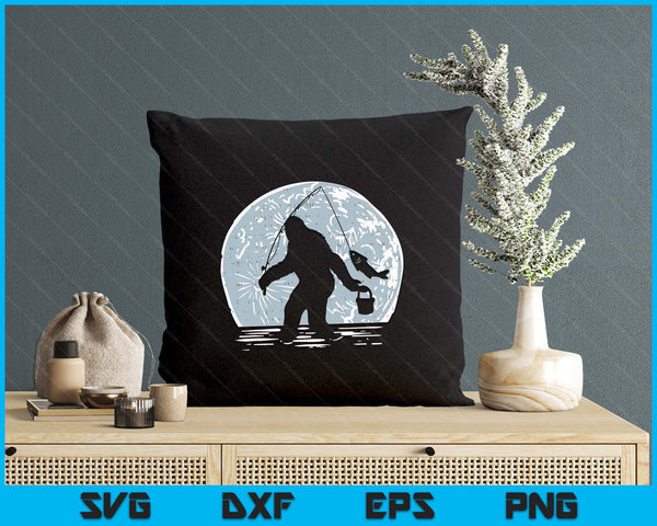 Bigfoot Sasquatch Fishing Moon Funny Fisherman Angler SVG PNG Digital Printable Files