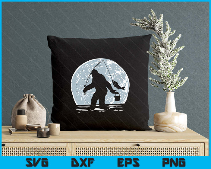 Bigfoot Sasquatch Fishing Moon Funny Fisherman Angler SVG PNG Digital Printable Files