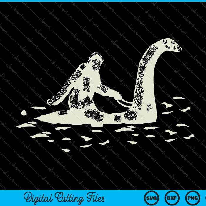 Bigfoot Sasquatch Riding The Loch Ness Monster SVG PNG Cutting Printable Files