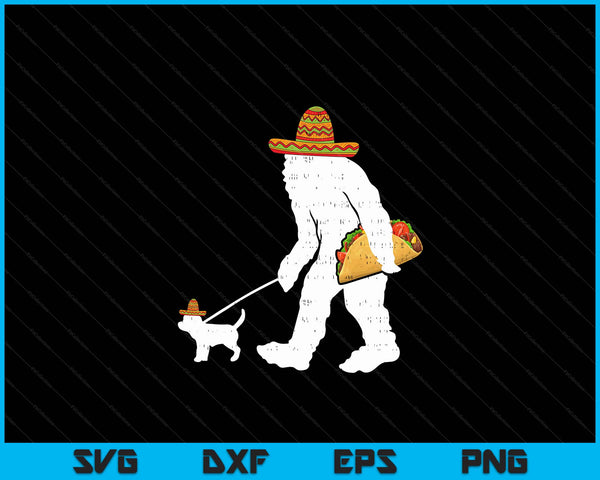 Bigfoot Sasquatch Taco Chihuahua Cinco De Mayo Mexicaanse SVG PNG digitale snijbestanden