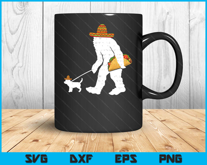 Bigfoot Sasquatch Taco Chihuahua Cinco De Mayo Mexicaanse SVG PNG digitale snijbestanden