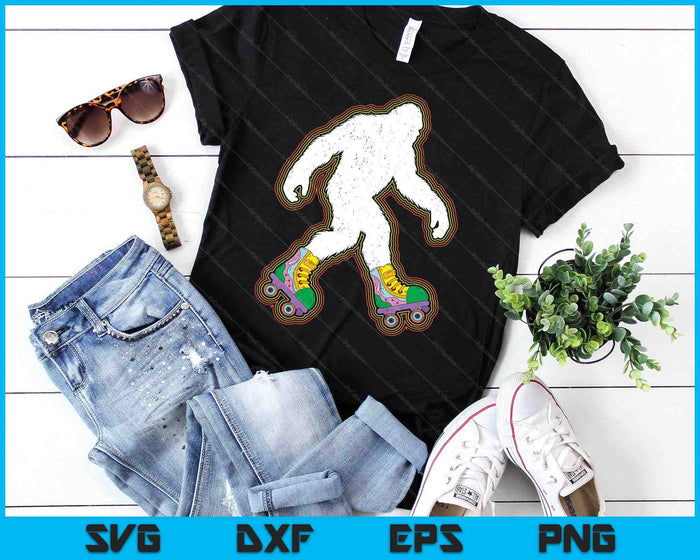 Bigfoot Skates Sasquatch Gift Clothes Vintage Roller Skating SVG PNG Digital Printable Files